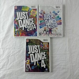 Just Dance 4 & Just Dance 2014 & 2019 Nintendo Wii Video 3 Game Lot Great Cond.